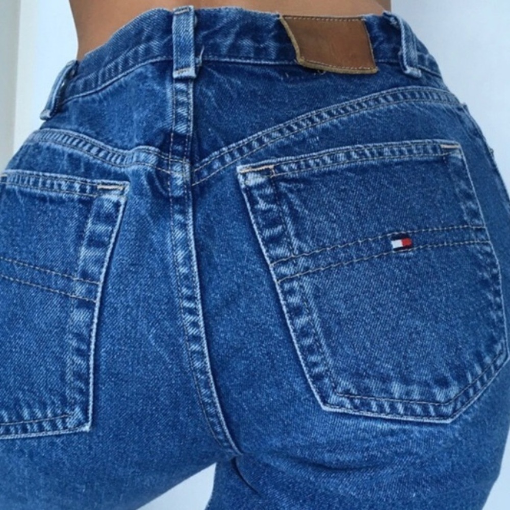 TOMMY HILFIGER Vintage Cropped Wide Leg Jeans Blue Denim Size 8 - Picture 6 of 12